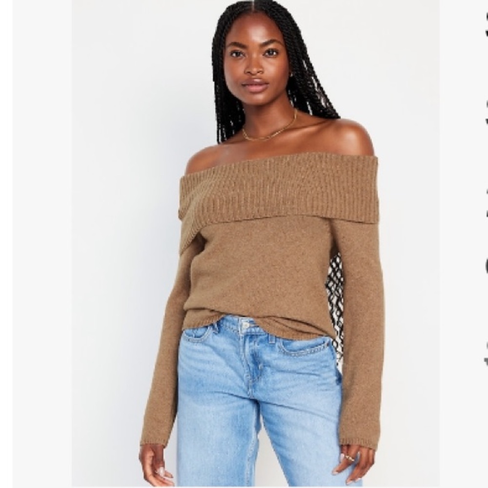 NWT Brown Off the Shoulder Women's Sweater